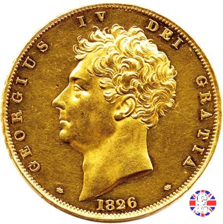 5 sovereigns - testa nuda e stemma coronato 1826 (London)