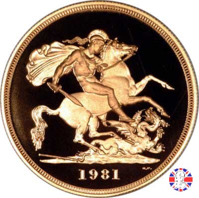 5 sovereigns - tipo coronata giovane 1981 (Royal Mint, Llantrisant)