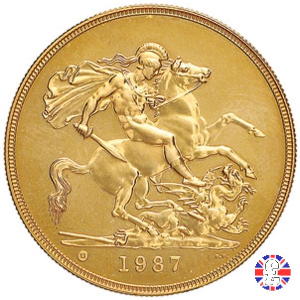 5 sovereigns - secondo tipo coronata anziana 1987 (Royal Mint, Llantrisant)