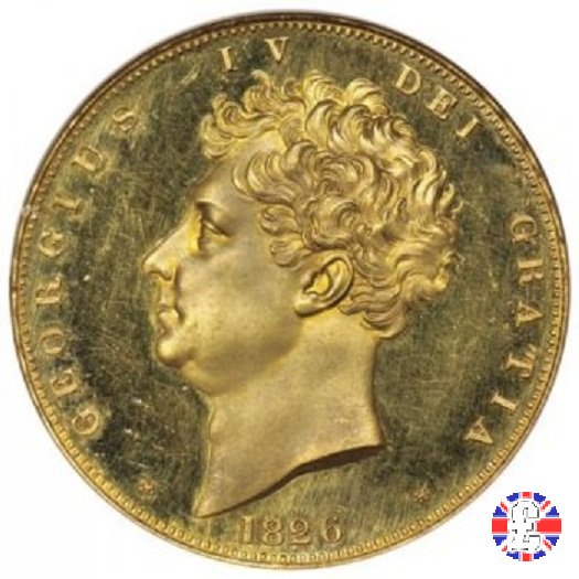 5 sovereigns - testa nuda e stemma coronato 1826 (London)