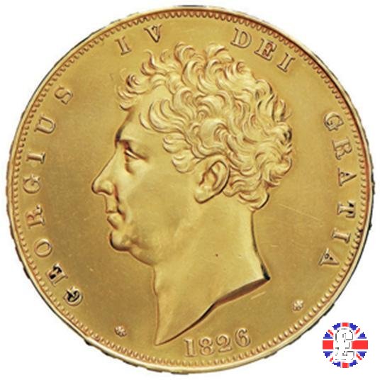 5 sovereigns - testa nuda e stemma coronato 1826 (London)