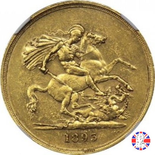 5 sovereigns - tipo anziana velata 1893 (London)