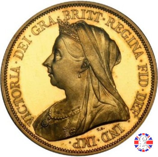 5 sovereigns - tipo anziana velata 1893 (London)