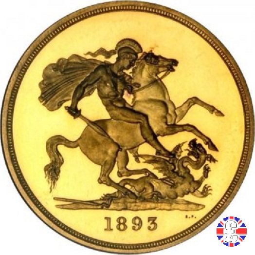 5 sovereigns - tipo anziana velata 1893 (London)