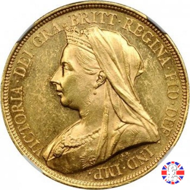 5 sovereigns - tipo anziana velata 1893 (London)