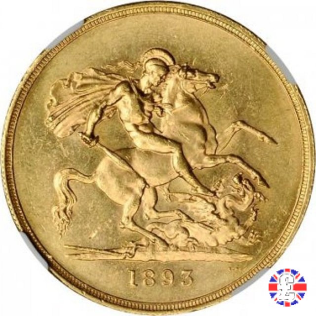 5 sovereigns - tipo anziana velata 1893 (London)