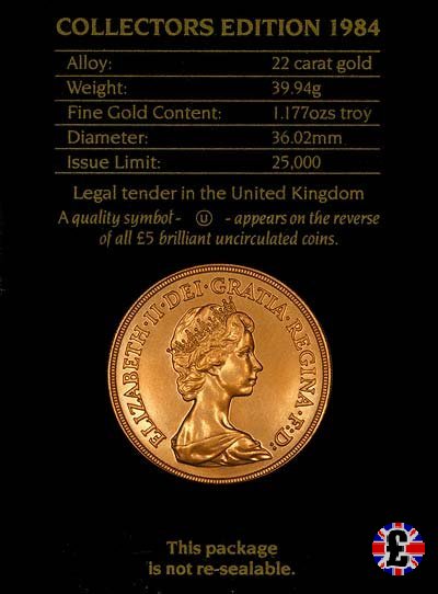 5 sovereigns - tipo coronata giovane 1984 (Royal Mint, Llantrisant)