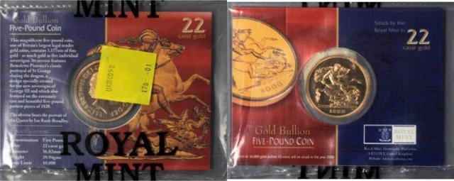 5 sovereigns - tipo didema anziana 2000 (Royal Mint, Llantrisant)