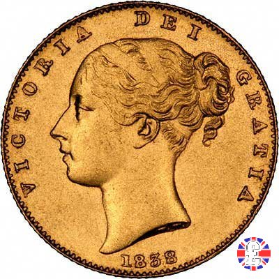 1 sovereign - primo tipo giovane e stemma 1838 (London)