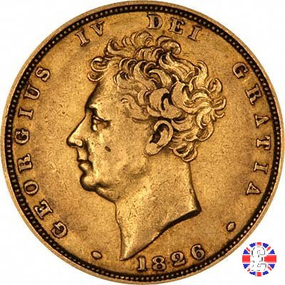 1 sovereign - testa nuda e stemma coronato 1826 (London)