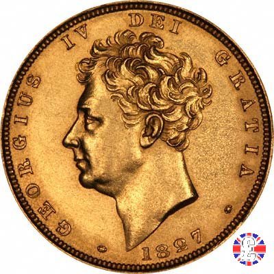 1 sovereign - testa nuda e stemma coronato 1827 (London)