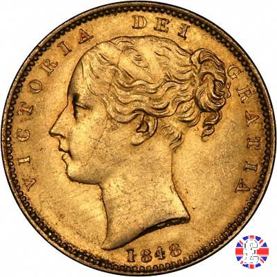 1 sovereign - secondo tipo giovane e stemma 1848 (London)