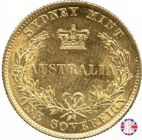 1 sovereign - secondo tipo giovane e sydney mint 1860 (Sydney)