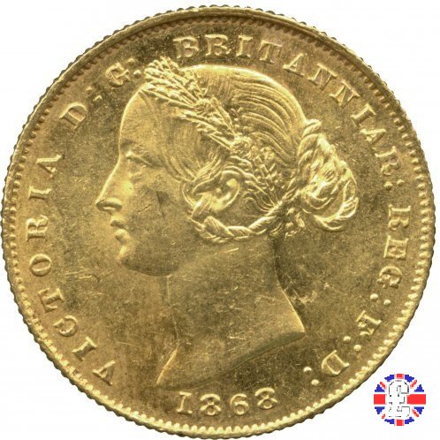 1 sovereign - secondo tipo giovane e sydney mint 1868 (Sydney)
